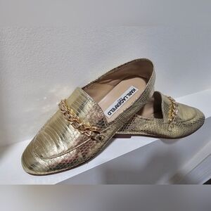 Karl Lagerfeld Gold Metallic Chain Loafers - Women